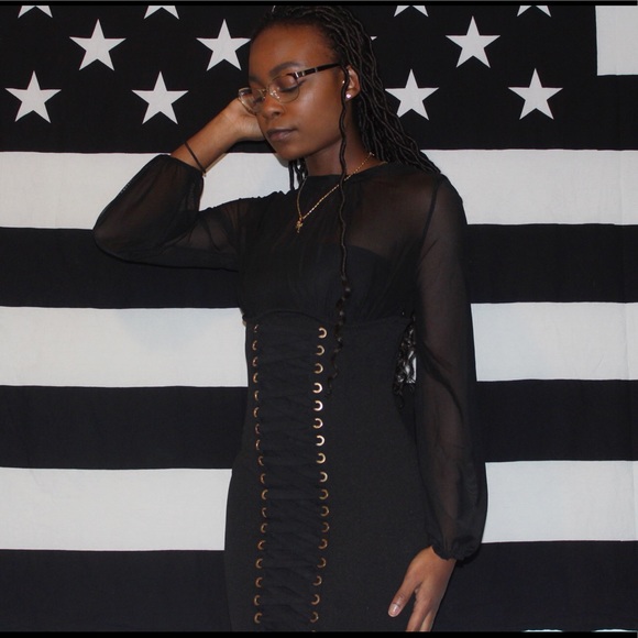 Long Sleeve Mesh Dress - Picture 1 of 3